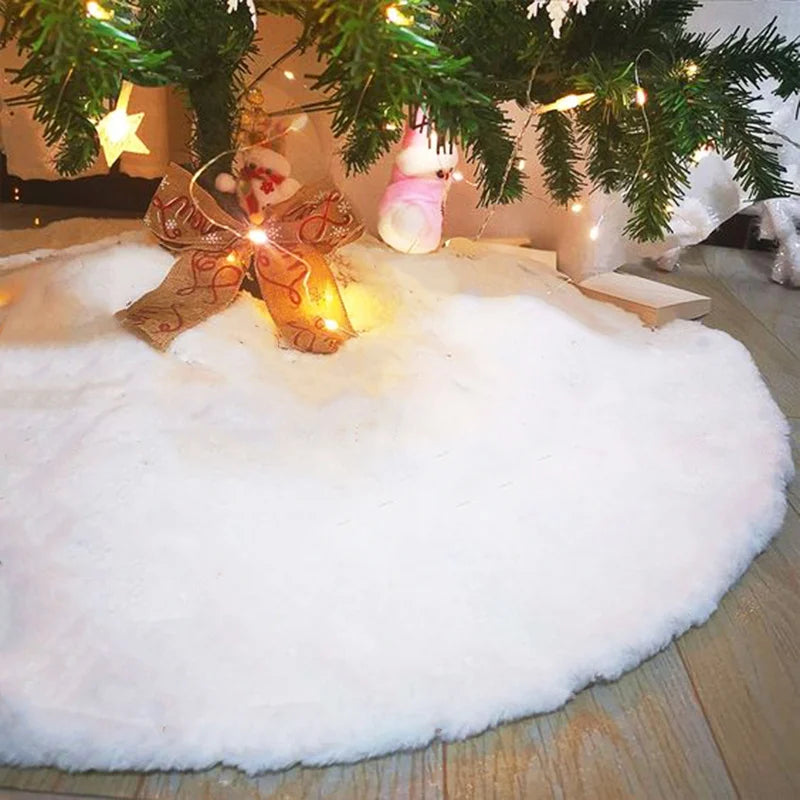 1pcs 78/90/122cm White Christmas Tree Skirt Plush Faux Fur 2023 Xmas Tree Carpet Decoration Ornament New Year Navidad Home Decor
