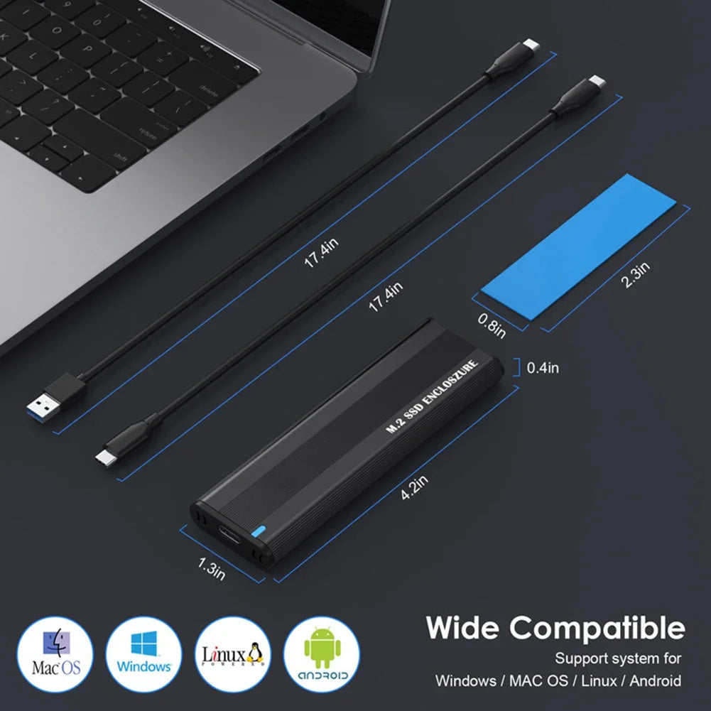 M.2 NVME SSD Enclosure External M2 NVMe Case M2 Type C 10Gbps Adapter M Key HD Storage Box for Mac Windows Laptop PC