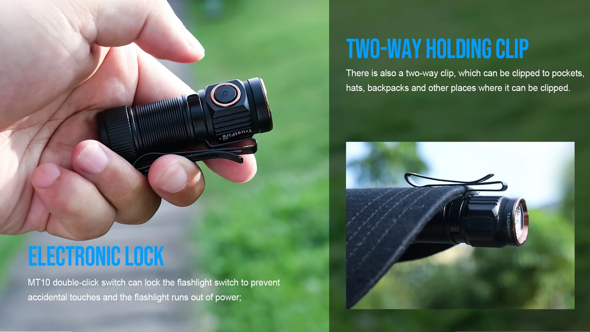 Trustfire MT10 Rechargeable LED EDC Flashlight 1000 Lumens Type USB C Charging Torch Mini 16340 Light MVB Optics with Magnet Lan