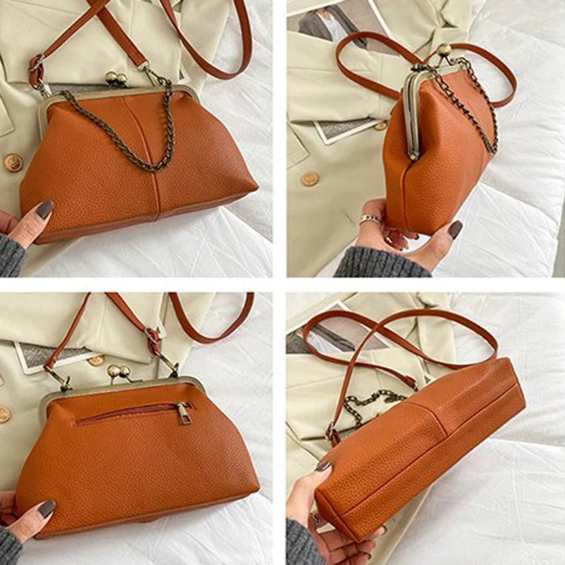 Vintage Soft Skin Shell Bag Lychee Pattern Crossbody - Smarsty