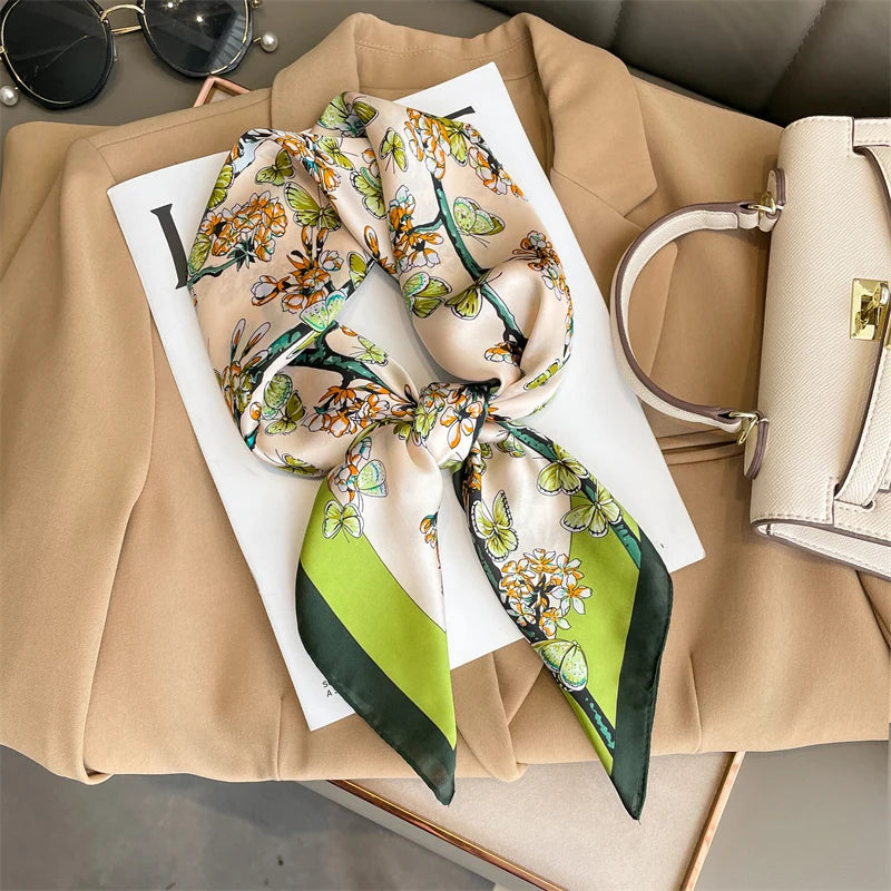 Luxury Silk Square Scarf Soft Satin Neck Hair Tie - Smarsty