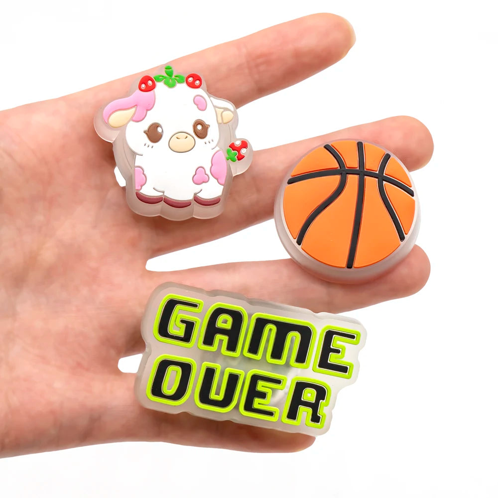 1pcs LED Shoe Charms for Kids Gift Owl Unicorn Gamepad Football Lighted Shoes Decoration Shoe Accessories Pins Clogs Buckles
