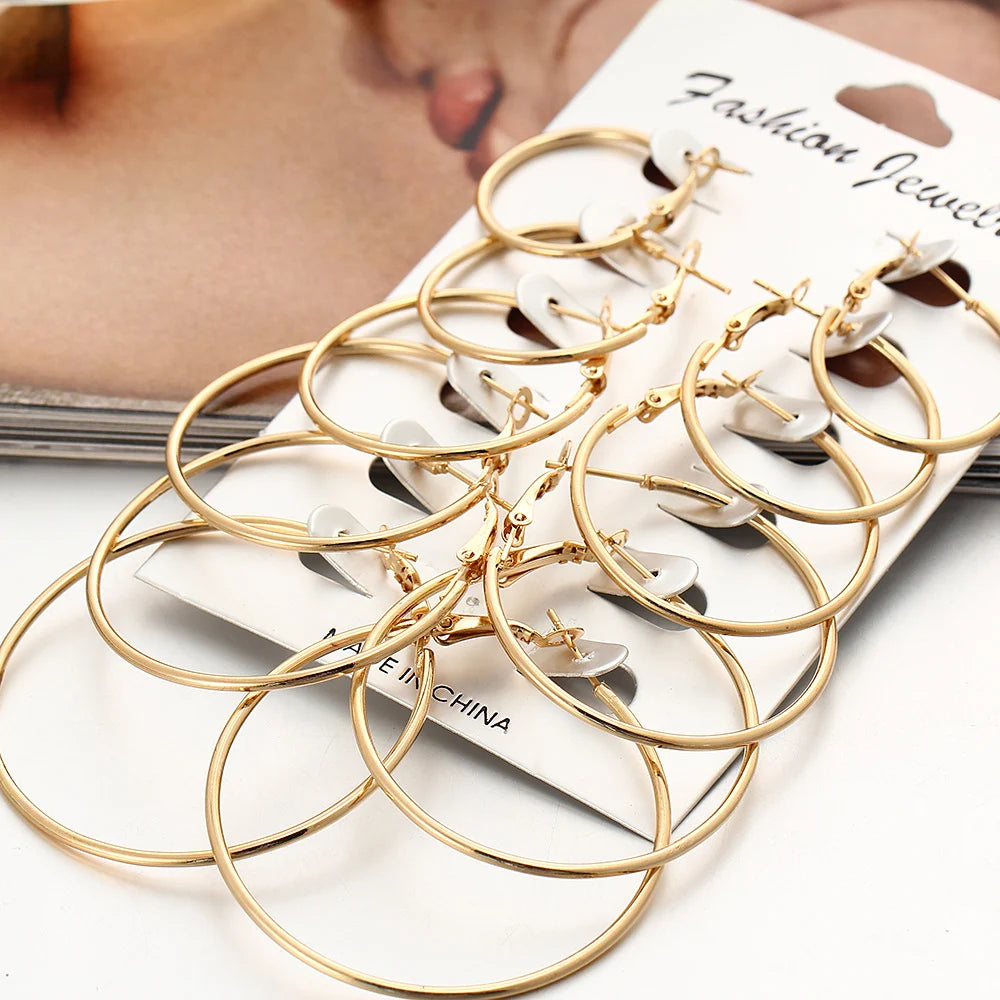 Gold and Silver Hoop Earrings Set for Women - Smarsty