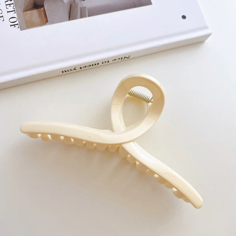Korean Coffee Beige Acrylic Geometric Hair Claw Clip Large - Smarsty