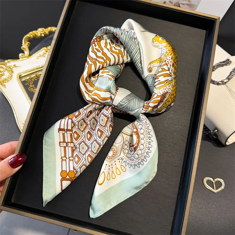Bohemian Silk Square Scarf for Women Luxury Floral Print - Smarsty