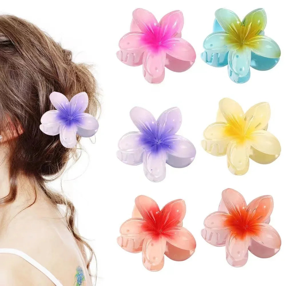 Gradient Large Flower Acrylic Hair Clip Boho Beach Accessory - Smarsty