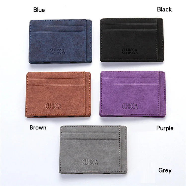 Mini Men Card Holder Wallets Zipper Coin Pocket Slim Magic Male Wallet Quality PU Leather Credit Bank Card Case Small Men Purses