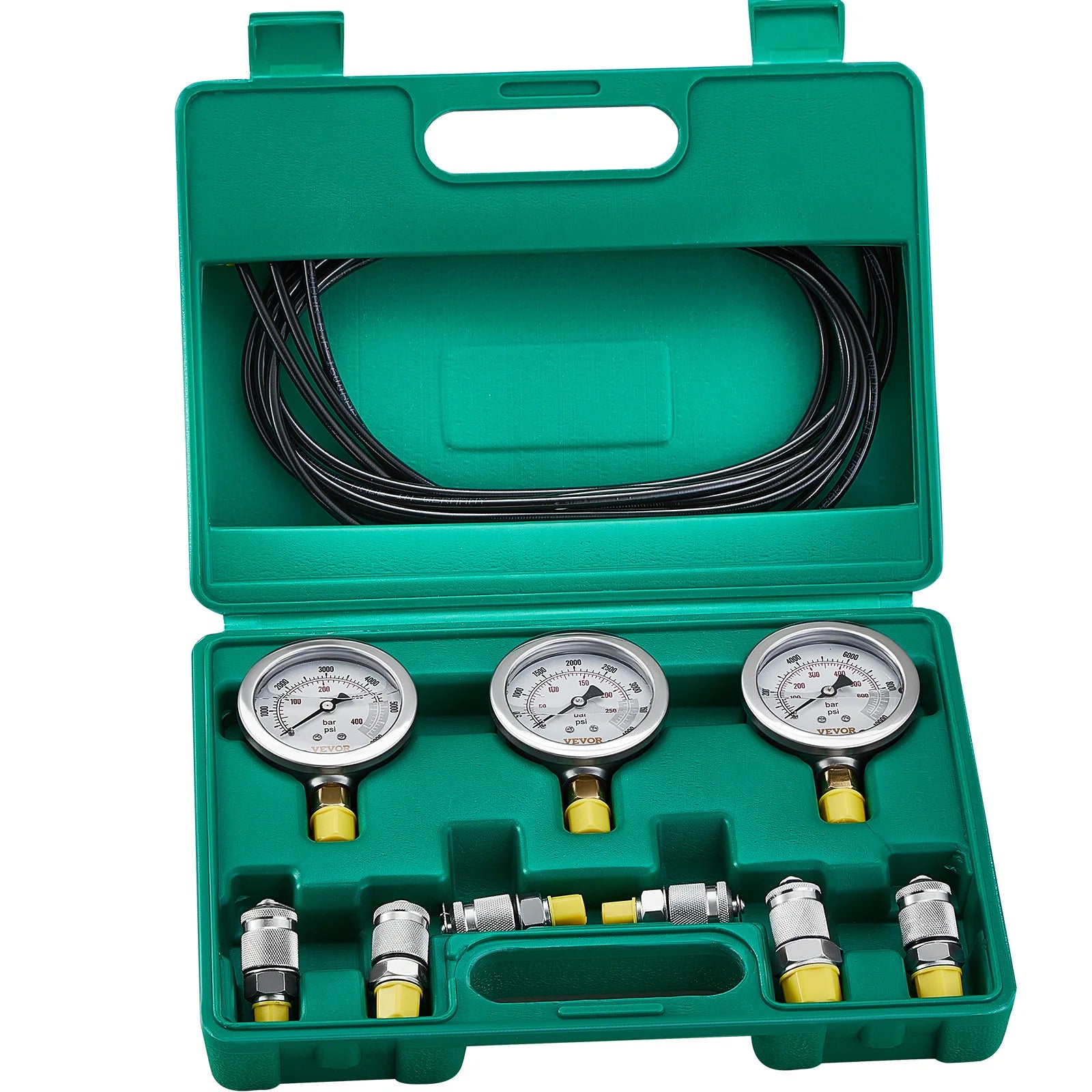 SucceBuy Hydraulic Pressure Test Kits Excavator Hydraulic Test Gauge Sets with Carrying Case for Excavator Tractors Machinery