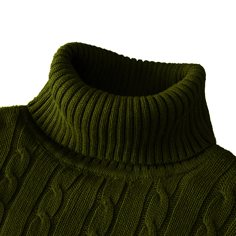 New Turtleneck Sweater Casual Men's Rollneck Knitted Sweater Keep Warm Men Jumper Woolen Sweater - Smarsty