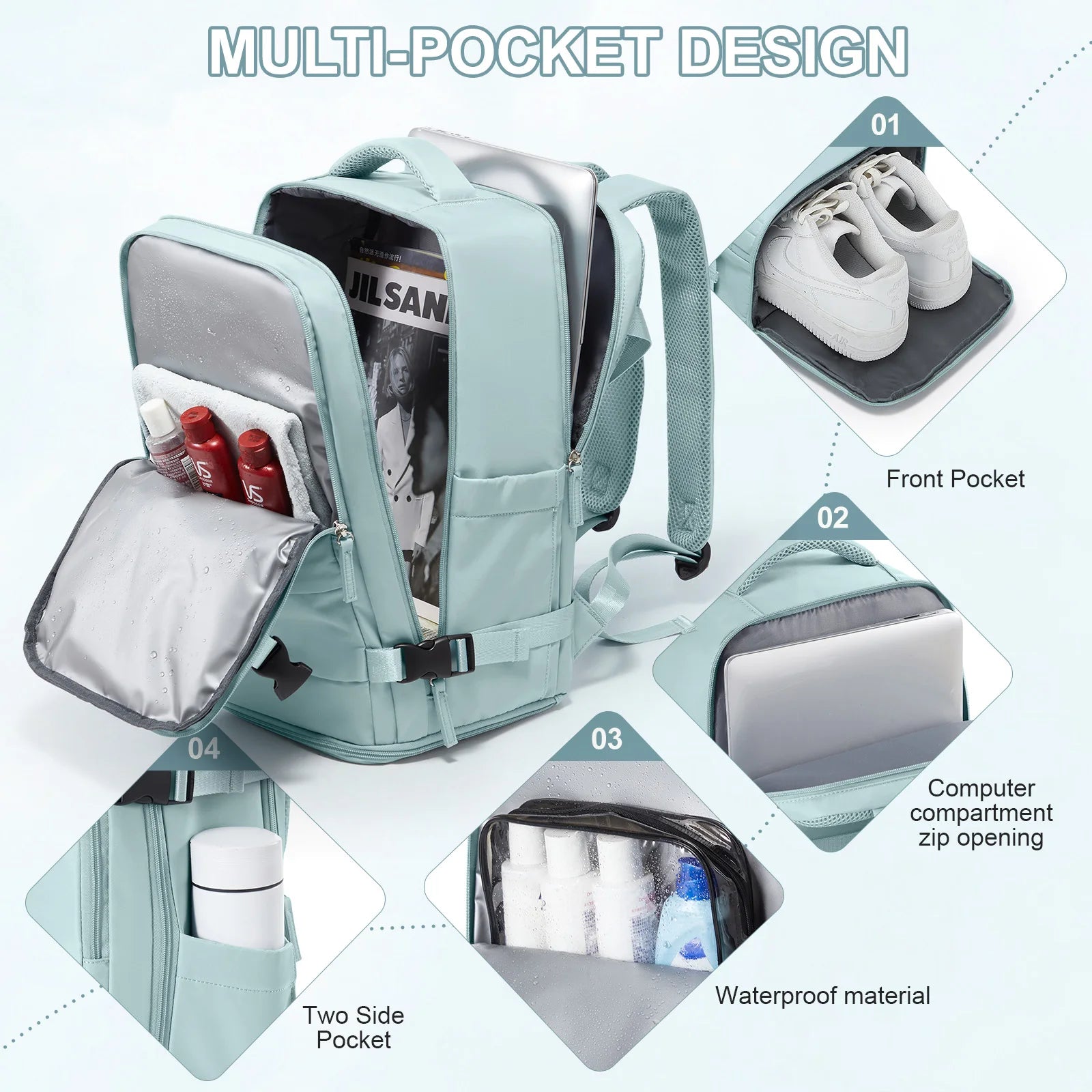 Women Men Hand Luggage Backpack Business College Laptop Travel Backpack Waterproof Carry on mochila viaje cabina avion 40x20x25 - Smarsty