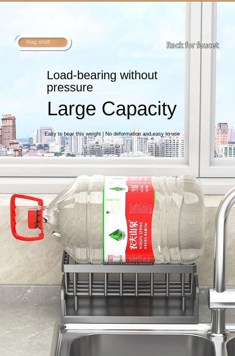 Kitchen Sink Draining Rack with Cleaning Cloth Storage - Smarsty