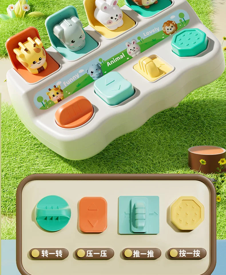 Montessori Pop up Animal Toys and Learning Boxes Enhance Logical Thinking and Motor Skills Suitable for Children's Birthday Gift