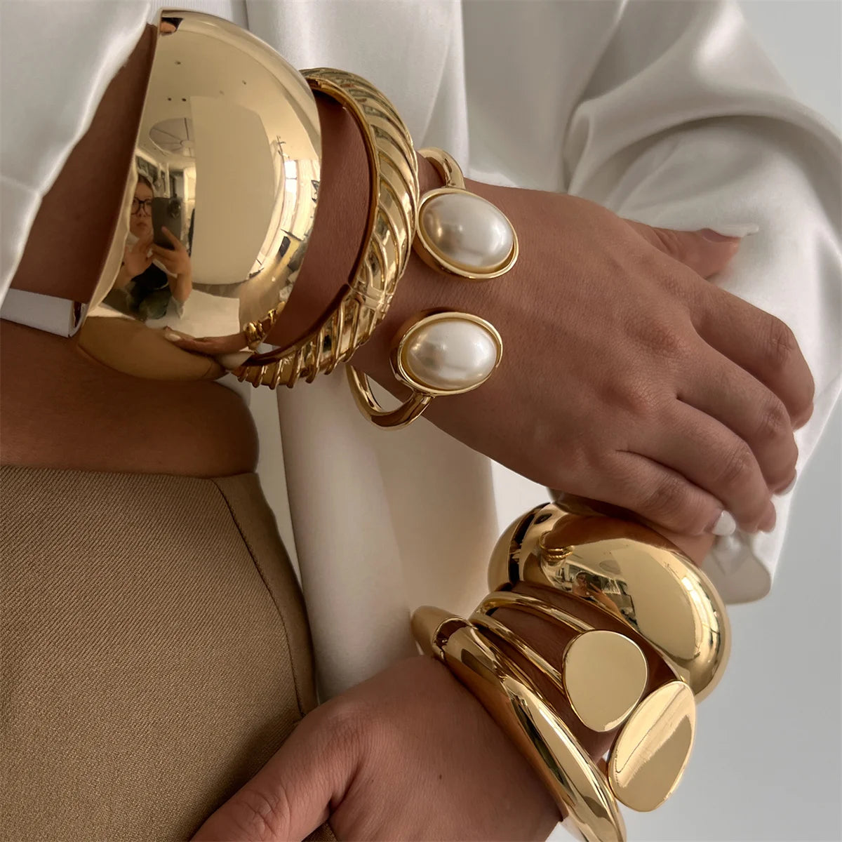 Punk Chunky Metal Cuff Bracelet for Unisex - Smarsty