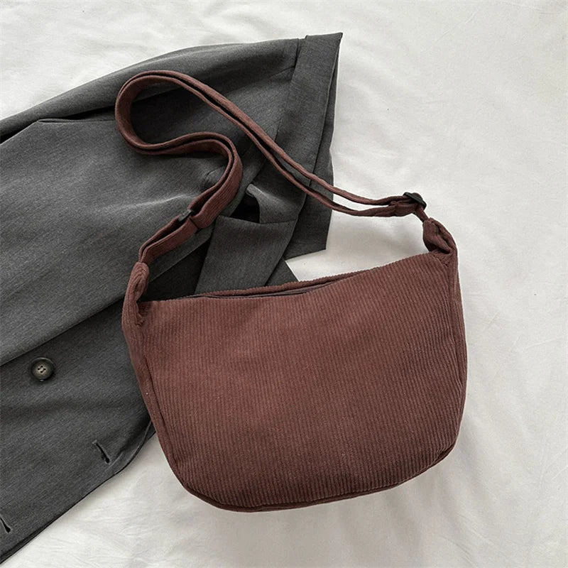 Corduroy Shoulder Bag Minimalist Crossbody For Women - Smarsty