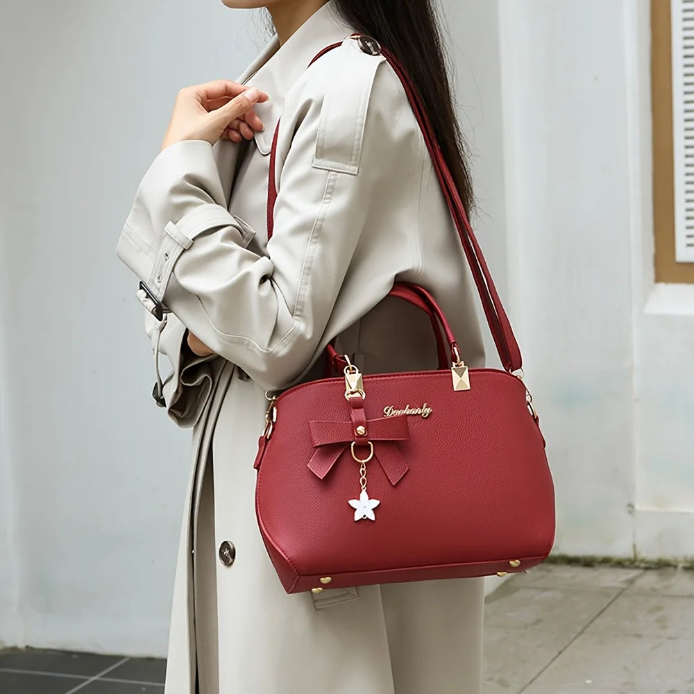 Elegant Bowknot Shoulder Bag With Multiple Compartments - Smarsty