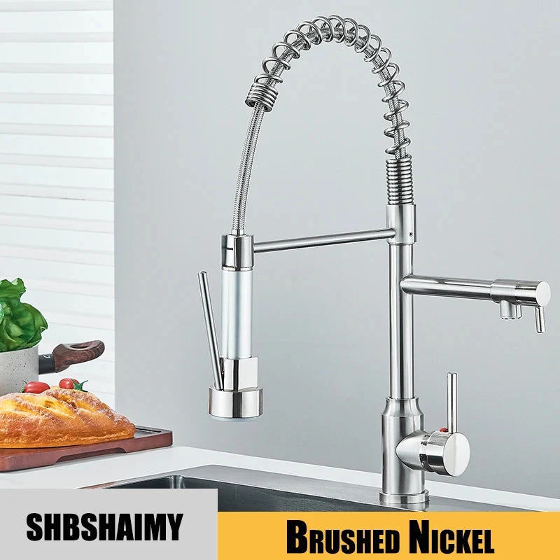 Black Kitchen Sink Faucet With Dual Spout Rotation - Smarsty