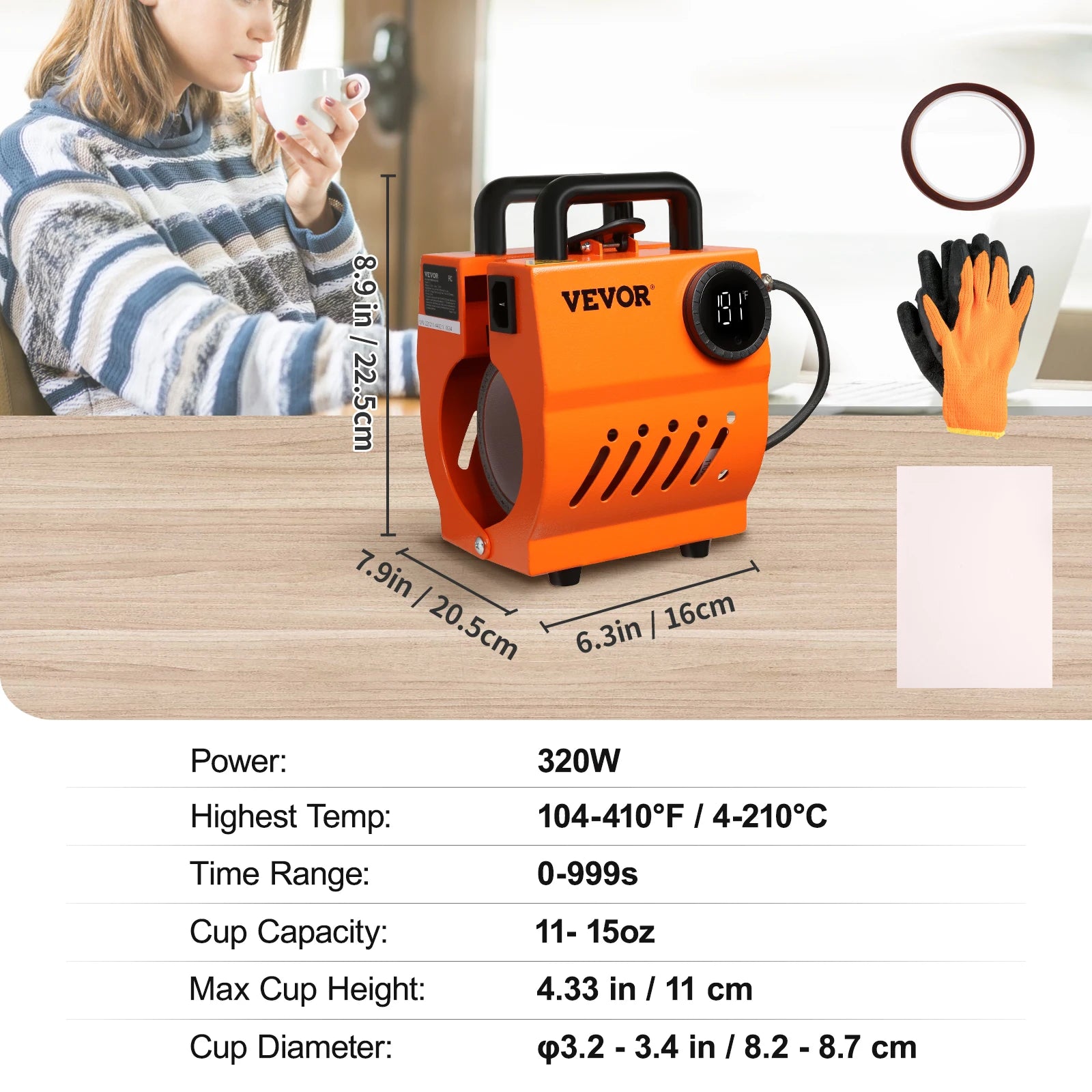 SucceBuy 11oz-15oz Mug Heat Press Mini Gift Ceramic Cup Presser Tumbler DIY Handheld Sublimation Blanks Auto Printing Machine