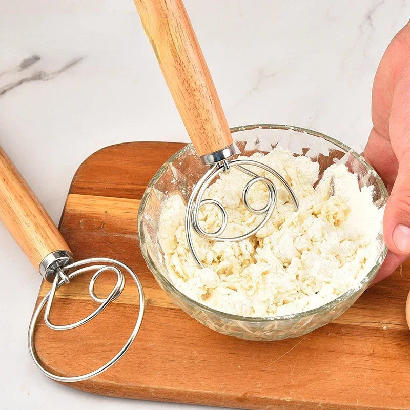 Danish Dough Whisk with Wooden Handle for Easy Mixing - Smarsty