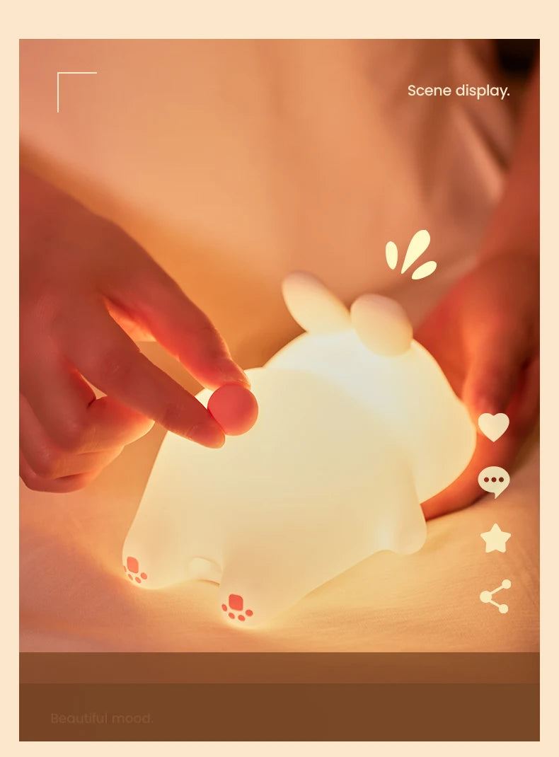 Cute Silicone LED Night Light for Kids Bedroom - Smarsty