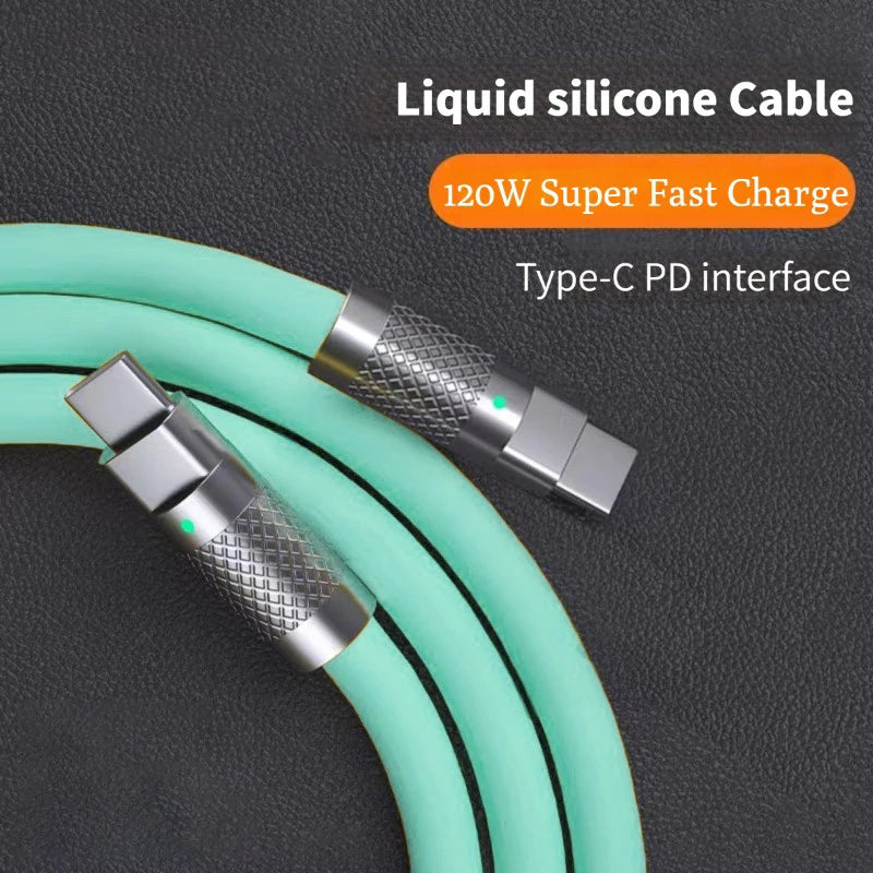 120w 6a Super Fast Charge PD Type C Liquid Silicone Cable Quick Charge 1M 2M Usb Cable Usb C to C Charger Cable - Smarsty