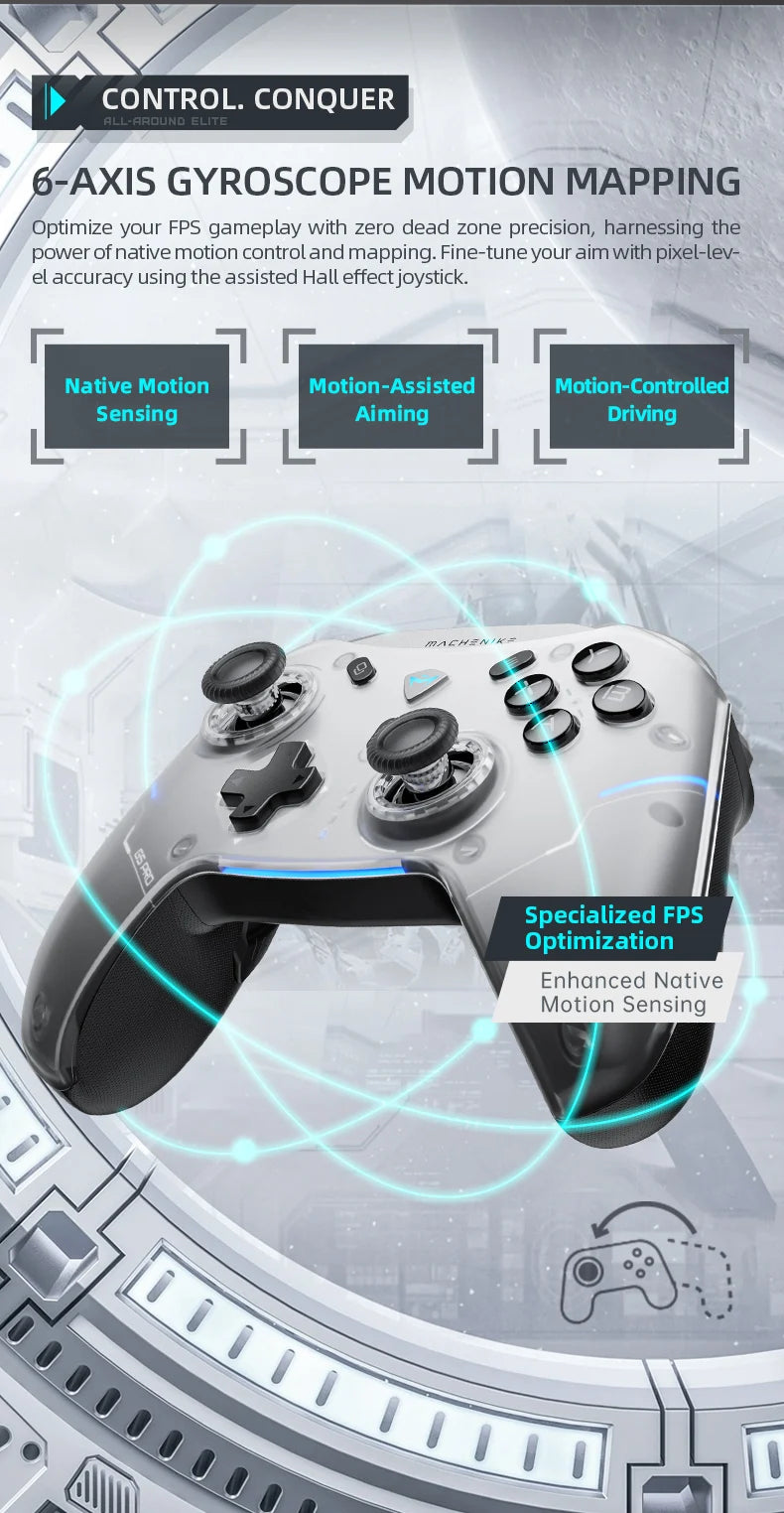 Wireless Gaming Controller with Hall Trigger for Switch and PC - Smarsty