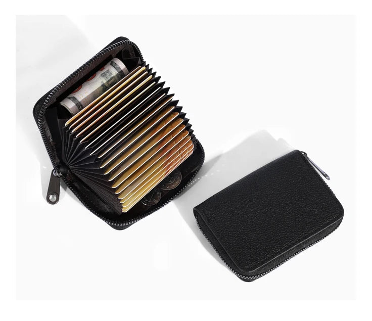 20 Detents Cards Holders PU Business Bank Credit Bus ID Card Holder Cover Coin Pouch Anti Demagnetization Wallets Bag Organizer