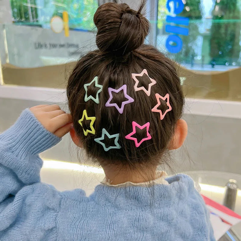 Cute Colorful Star Hair Clips Set for Girls - Smarsty