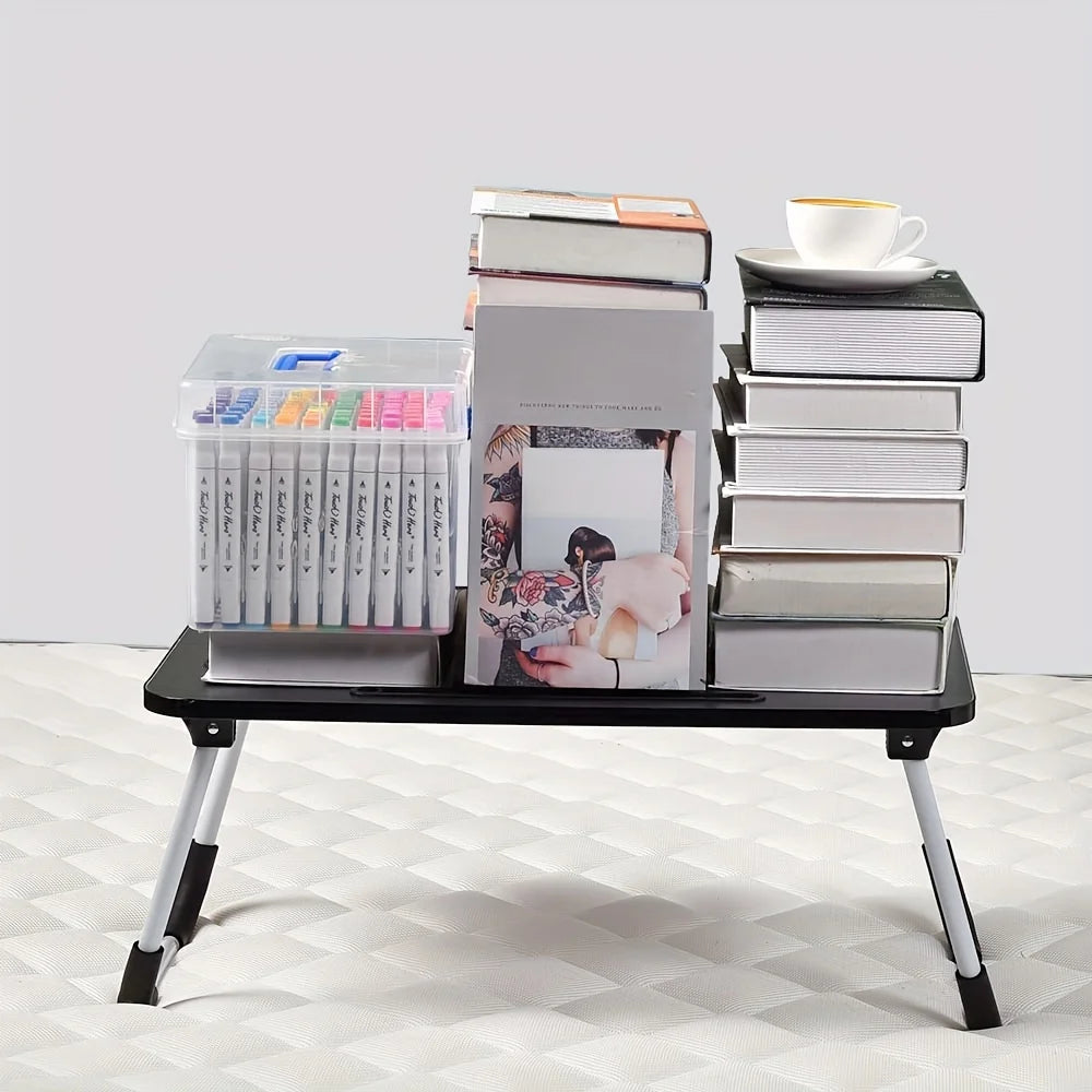 Portable Laptop Bed Desk - Foldable Table Computer Desk - With Cup Holder and Drawer - Suitable for Use on Beds Sofas or Floors