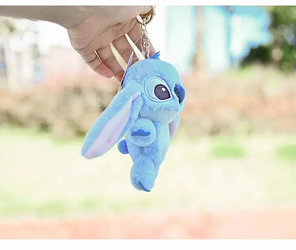 Cartoon Stitch Plush Keychain Soft Toy Cute Stuffed Animal Pendant Gift for Girls Angel Doll Bag Charm Kids Birthday Present