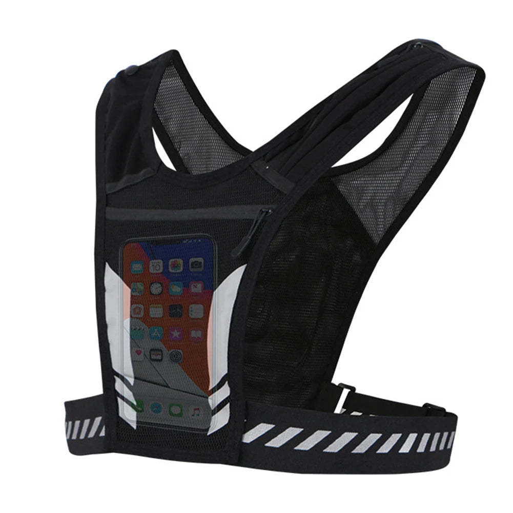 Reflective Running Backpack Mesh Breathable Hydration Backpack Lightweight Elastic Women Men Large Capacity for Jogging Fitness