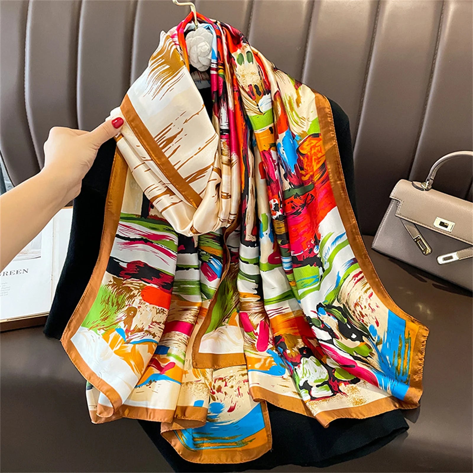 Large Silk Scarf for Women Soft Stylish Summer Wrap - Smarsty
