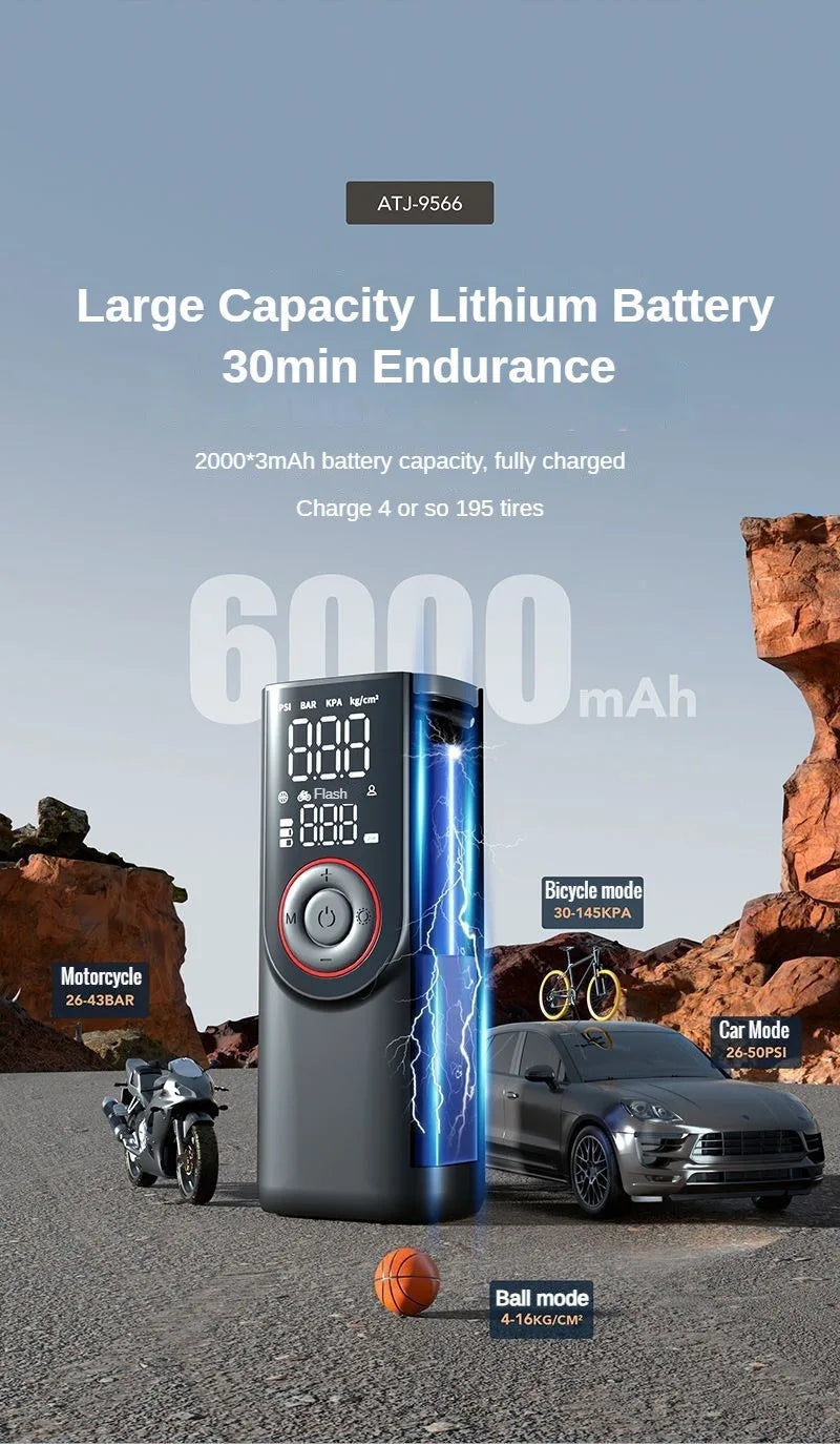 Portable Cordless Tire Inflator Pump Fast Inflate Car Bike - Smarsty
