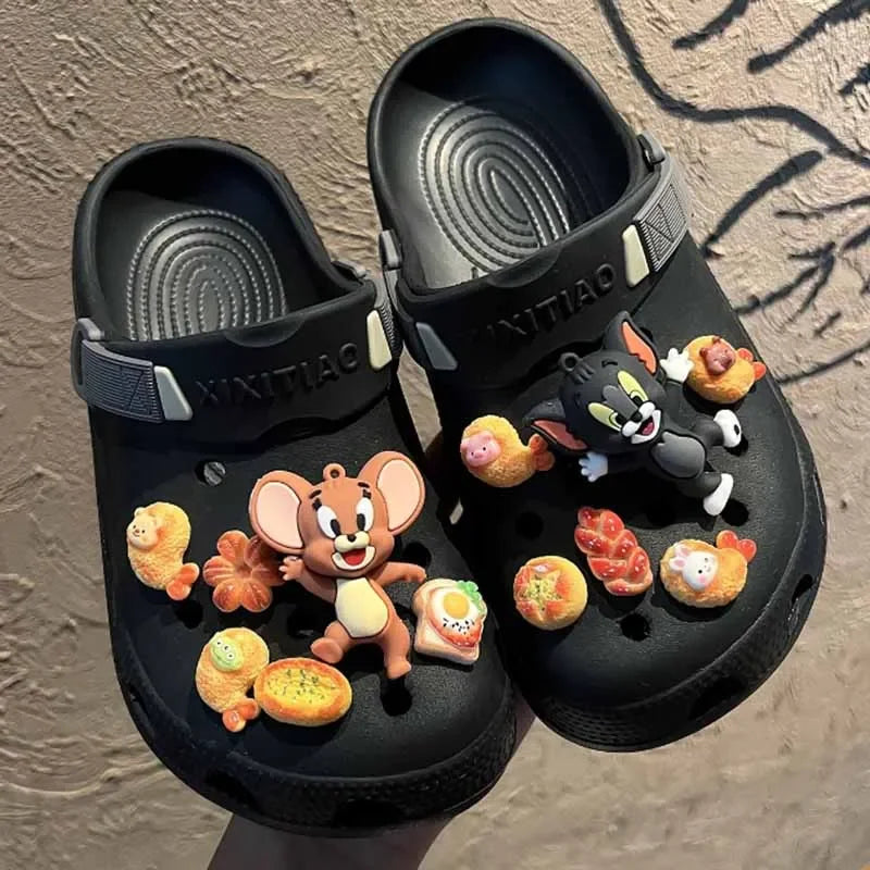 MINISO Tom and Jerry set Anime Character for Cute Cartoon Shoe Charms Decoration Accessories for Classic Clog X-mas Gifts