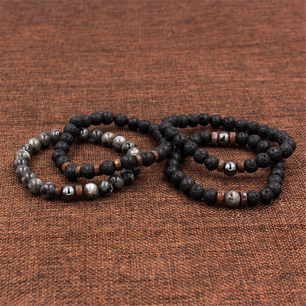 Volcanic Stone Bracelet for Men with Buddha Charm - Smarsty