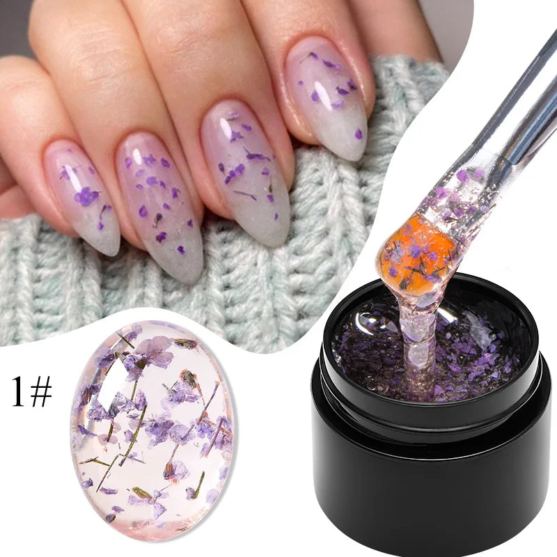 Pink Dried Flower Gel Nail Polish for Fairy Nail Art - Smarsty