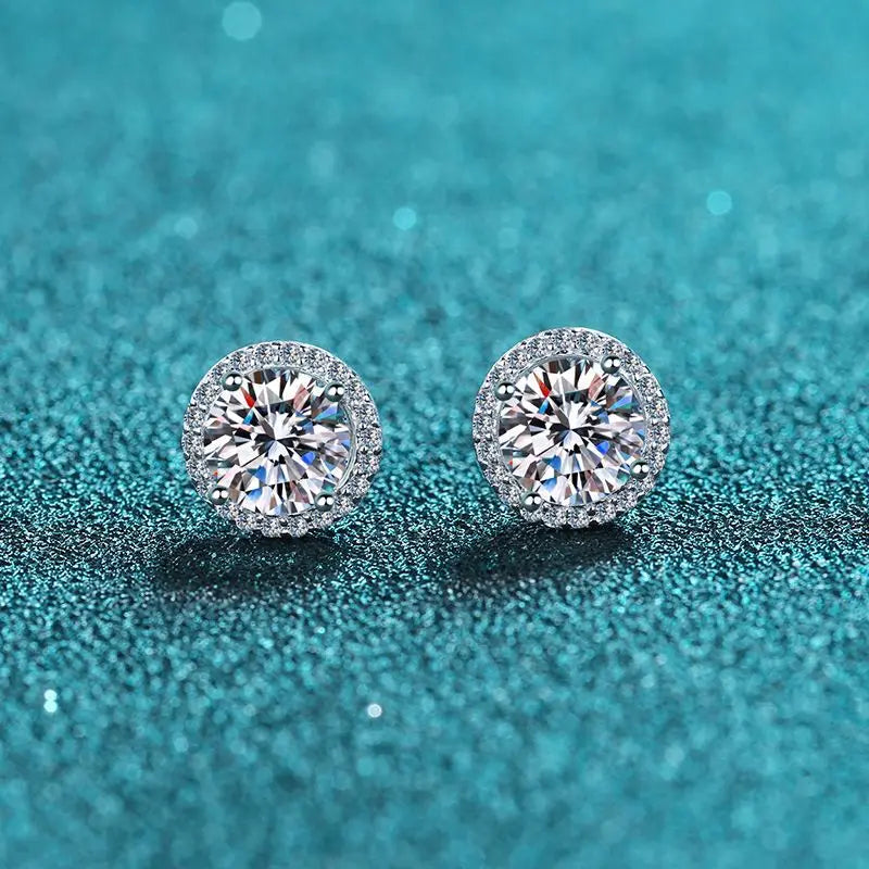 Sterling Silver Moissanite Stud Earrings 1 Carat Sparkle - Smarsty