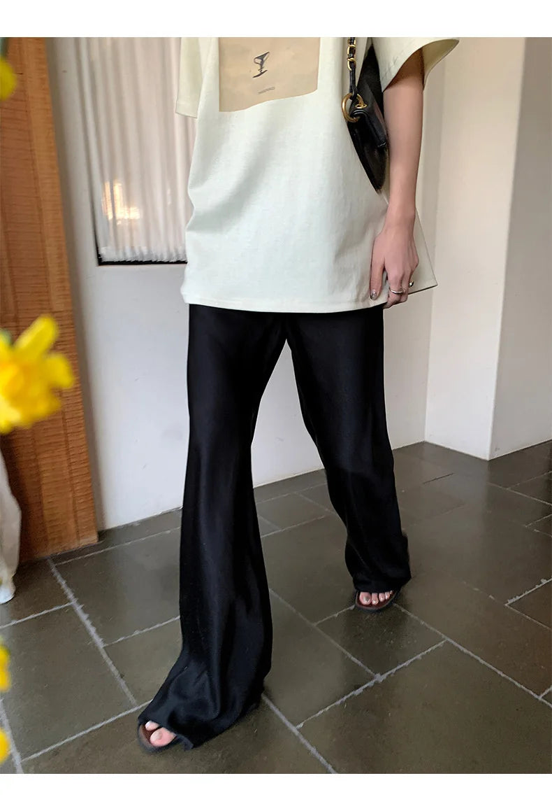Satin Wide Leg Pants Long Floor Casual Pants Women's Summer - Smarsty