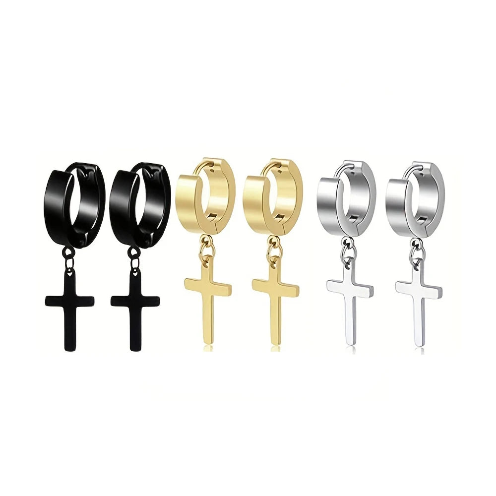 Stainless Steel Cross Dangle Earrings Durable Hypoallergenic - Smarsty