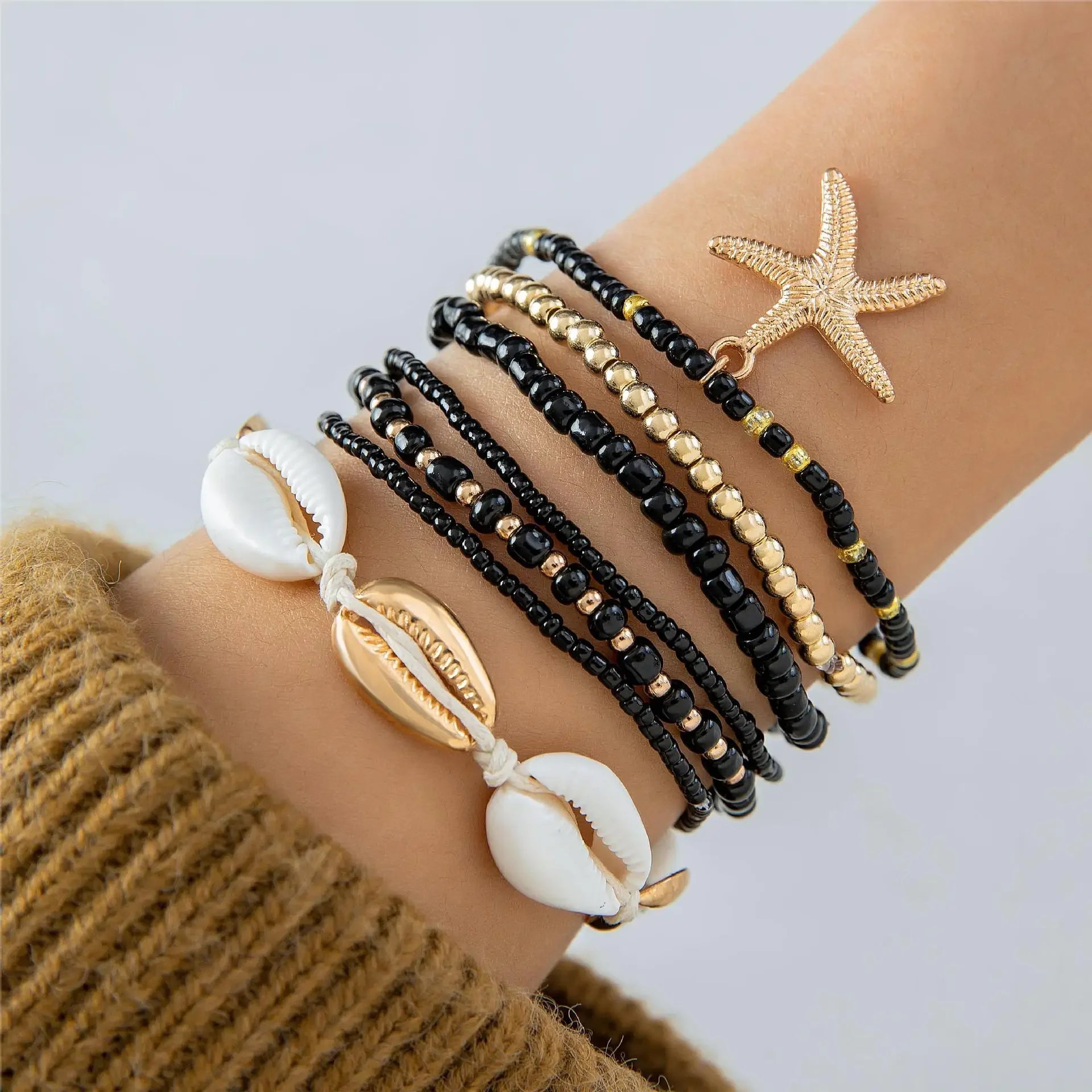 Boho Summer Starfish Bracelet Set for Women - Smarsty