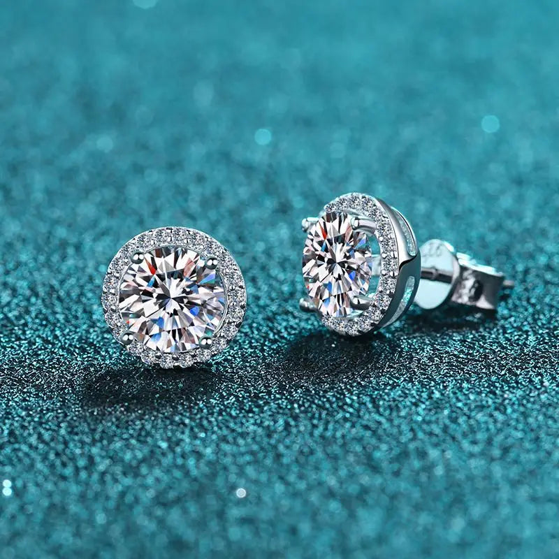 Sterling Silver Moissanite Stud Earrings 1 Carat Sparkle - Smarsty