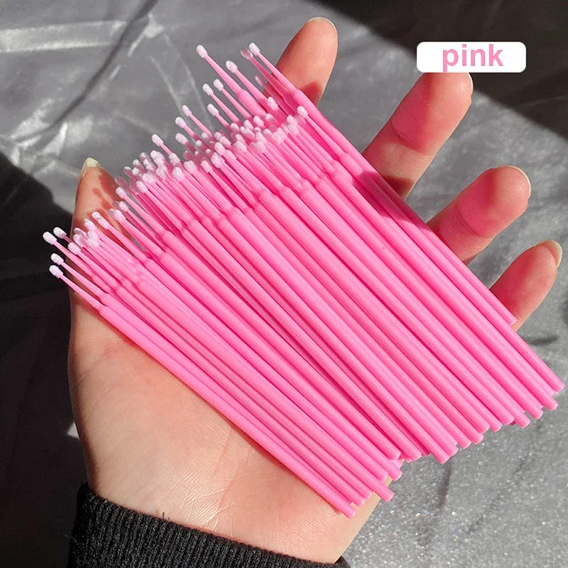 100Pcs Micro Cotton Swabs for Eyelash Cleaning - Smarsty