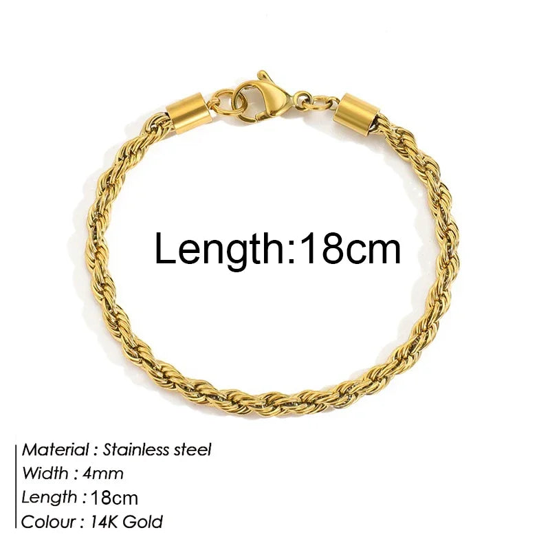 Gold Stainless Steel Twist Chain Bracelet for Women - Smarsty