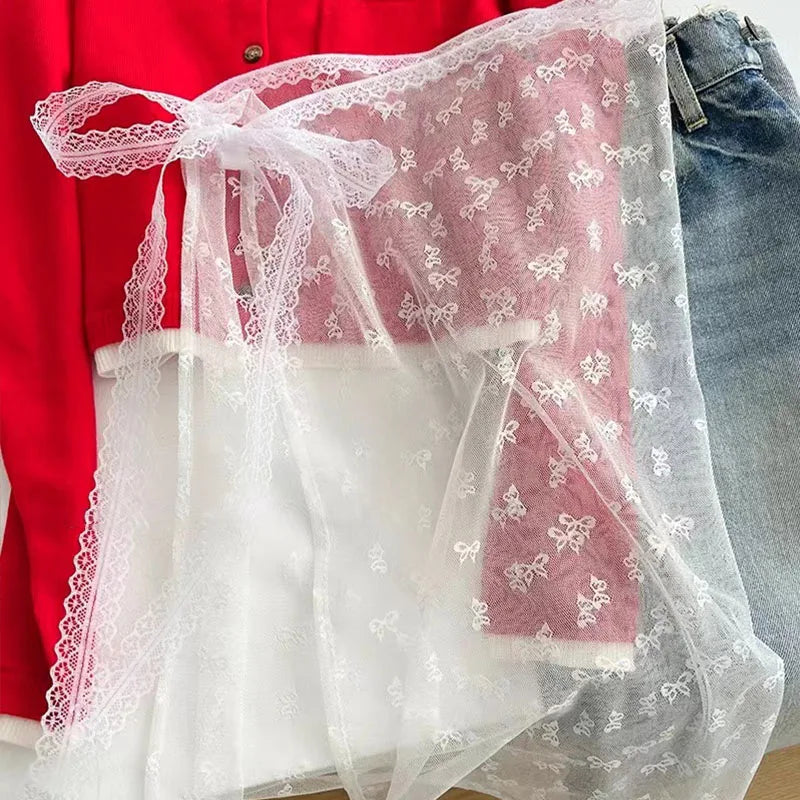 Korean Fashion Lace Skirt With Irregular Hemline - Smarsty