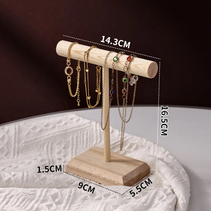 Solid Wood Jewelry Display Stand With Wooden Base - Smarsty