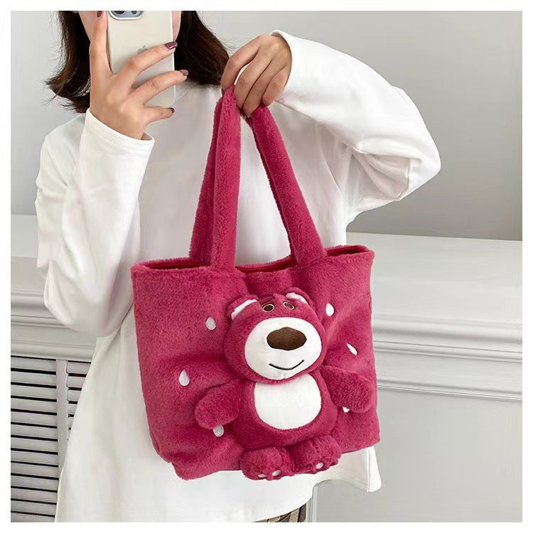 Disney Stitch Plush Shoulder Bag Cute Strawberry Bear - Smarsty
