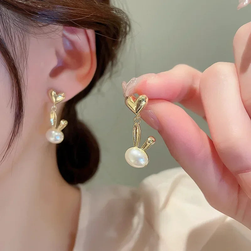 Pearl Long Earrings With Rhinestones For Wedding Fashion - Smarsty