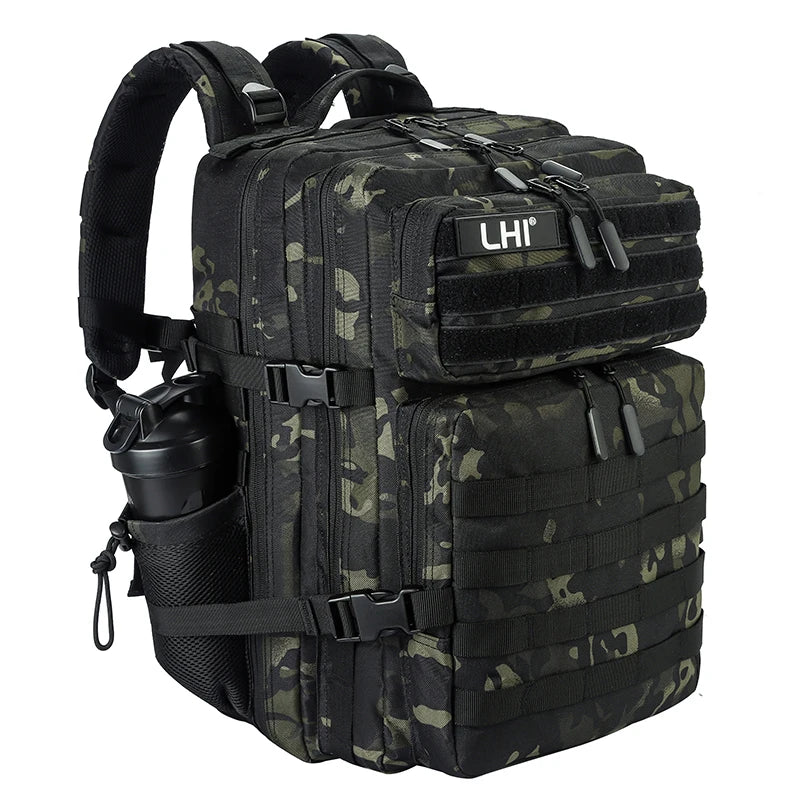 LHI 45L/35L/25L Tactical Backpack for Men and Women Waterproof Athlete Gym Outdoor Bag Travel Hiking Rucksack with Bottle Holder - Smarsty