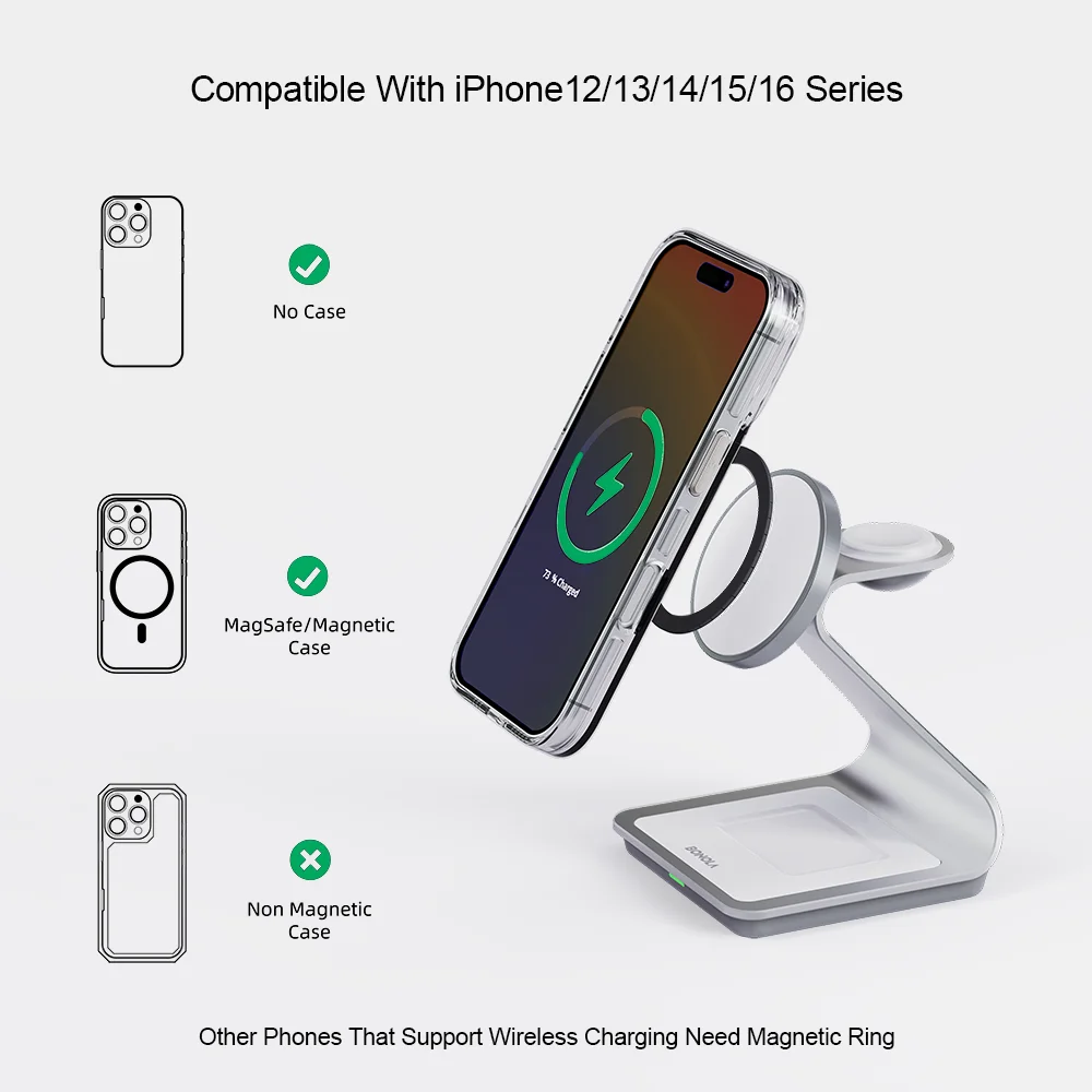 Magnetic Wireless Charger 3 in 1 Station for iPhone Watch - Smarsty