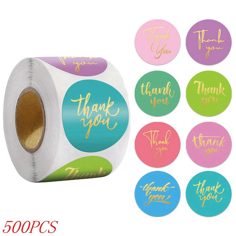50-500pcs 1inch Blue Thank You Stickers For Envelope Sealing Labels Stationery Supplies Handmade Wedding Gift Decoration Sticker - Smarsty