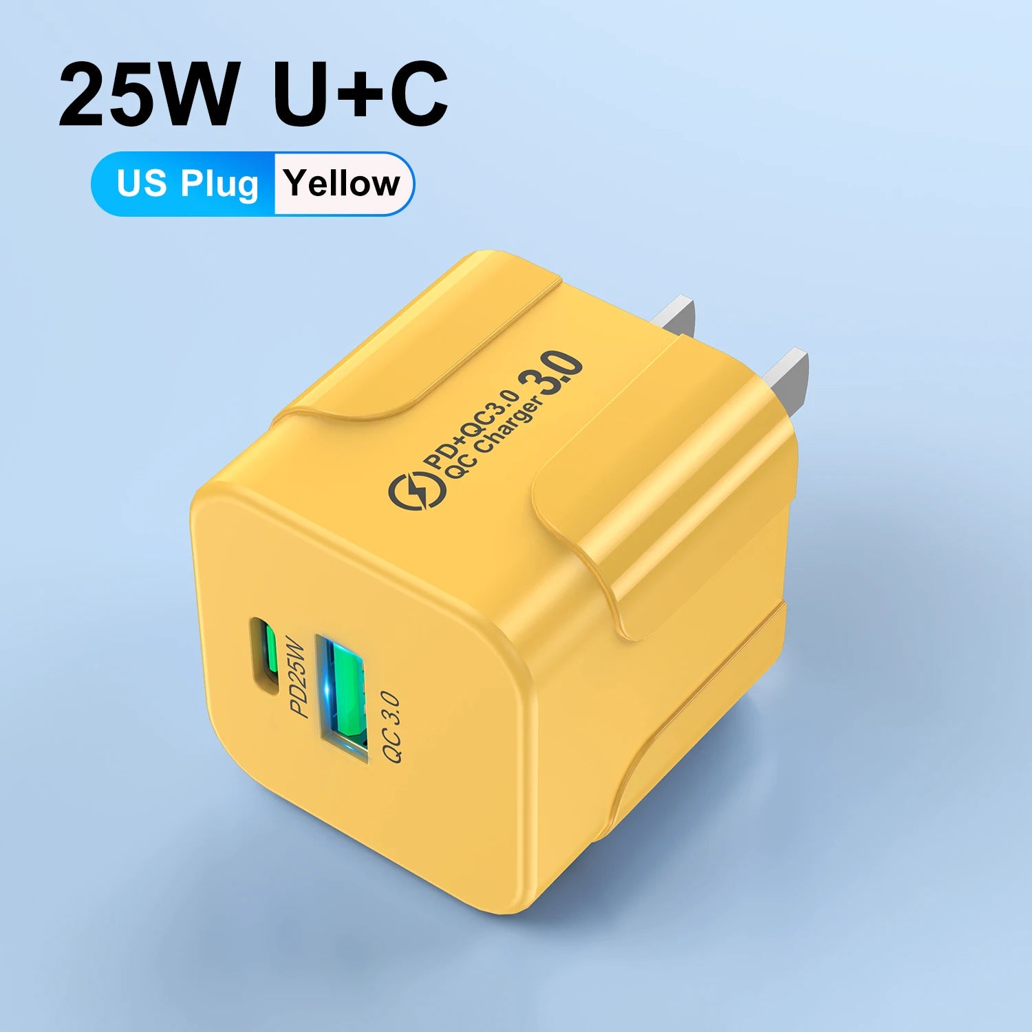 Compact Dual Port USB C Fast Charger 25W Travel Adapter - Smarsty